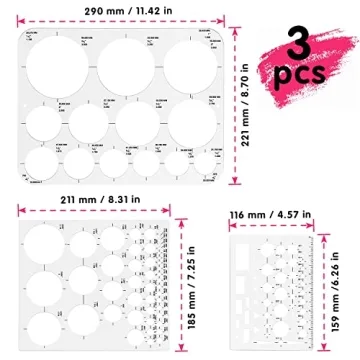 Tamaki Circle Template 3 Pack for Precision Drawing
