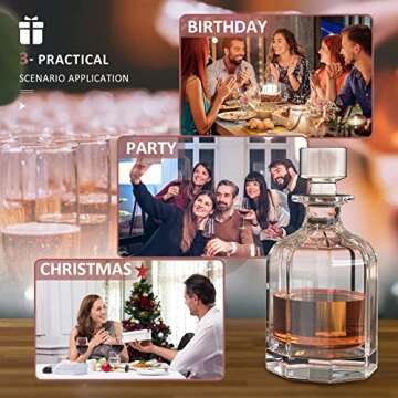 Whiskey Decanter with Sealed Irregular Stopper,Novel Lead-Free Crystal Glass Bottle,Gift for Friends,Glass Decanters for Vodka,Wine, liquor,Juice and Water(Eight-sided Bottle)