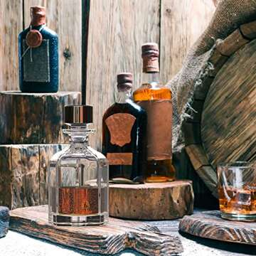 Whiskey Decanter with Sealed Irregular Stopper,Novel Lead-Free Crystal Glass Bottle,Gift for Friends,Glass Decanters for Vodka,Wine, liquor,Juice and Water(Eight-sided Bottle)