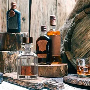 Whiskey Decanter with Sealed Irregular Stopper,Novel Lead-Free Crystal Glass Bottle,Gift for Friends,Glass Decanters for Vodka,Wine, liquor,Juice and Water(Eight-sided Bottle)