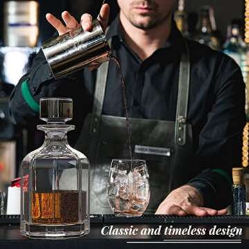 Whiskey Decanter with Sealed Irregular Stopper,Novel Lead-Free Crystal Glass Bottle,Gift for Friends,Glass Decanters for Vodka,Wine, liquor,Juice and Water(Eight-sided Bottle)