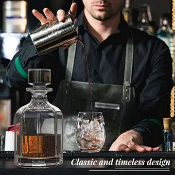 Whiskey Decanter with Sealed Irregular Stopper,Novel Lead-Free Crystal Glass Bottle,Gift for Friends,Glass Decanters for Vodka,Wine, liquor,Juice and Water(Eight-sided Bottle)