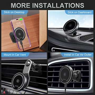MAGJIEYX for Magsafe Car Mount Charger for Auto-Alignment Magnetic Wireless Charger iPhone 12/13/14/...