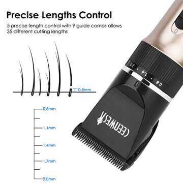 Ceenwes Hair Clippers Cordless Quiet Hair Trimmers Rechargeable Body Hair Removal Machine with 9 Combs&Carrying Bag for Women Father Mother Baby