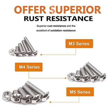 Comdox 500Pcs Stainless Steel Hex Socket Screw & Nut Kit