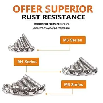 Comdox 500Pcs Stainless Steel Hex Socket Screw & Nut Kit