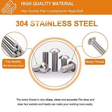 Comdox 500Pcs Stainless Steel Hex Socket Screw & Nut Kit