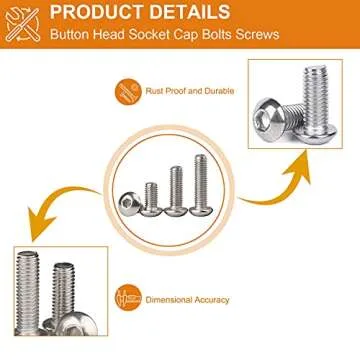 Comdox 500Pcs Stainless Steel Hex Socket Screw & Nut Kit