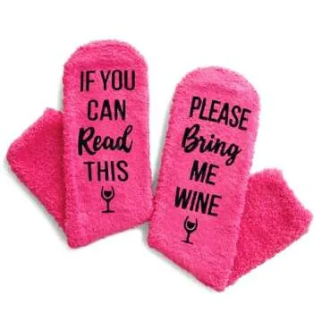 HAPPYPOP Wine Gifts for Women - Funny Gifts for Wine Lovers, Wine Stocking Stuffers Gifts for Women, Fuzzy Women Wine Socks