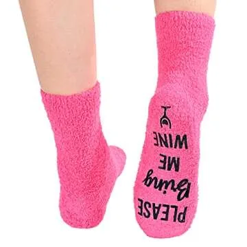 HAPPYPOP Wine Gifts for Women - Funny Gifts for Wine Lovers, Wine Stocking Stuffers Gifts for Women, Fuzzy Women Wine Socks
