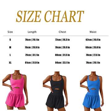Hotexy Womens Workout Athletic Romper Running Padded Bras One Piece Exercise Jumpsuit Shorts Tennis Clothes Outfits With Back Zipper Pocket