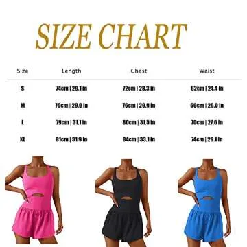 Hotexy Womens Workout Athletic Romper Running Padded Bras One Piece Exercise Jumpsuit Shorts Tennis Clothes Outfits With Back Zipper Pocket