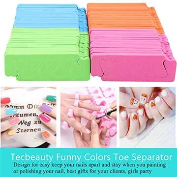 120pcs Toe Separators for Pedicure - Sponge Toe Separator for Nail Polish Party Nail Art Painting Toenails, 4 Funny Colors - Comfy and Soft