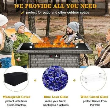 LayinSun 44" Propane Fire Pit Table for Outdoors