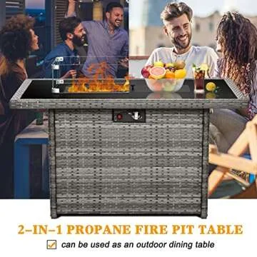 LayinSun 44" Propane Fire Pit Table for Outdoors