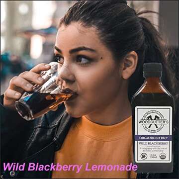 Woodcutter's Bitters, Wild Blackberry Beverage Syrup, USDA Organic, A Living Syrup With The Taste of The Forest In Every Drop, 8.5 oz (Pack of 2) + Includes-Free Cinnamon from Rhino Fine Foods.071oz