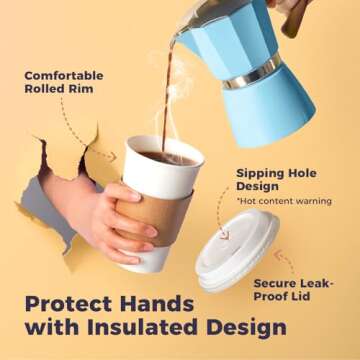 Fit Meal Prep 100 Pack 12 oz Disposable Coffee Cups with Lids