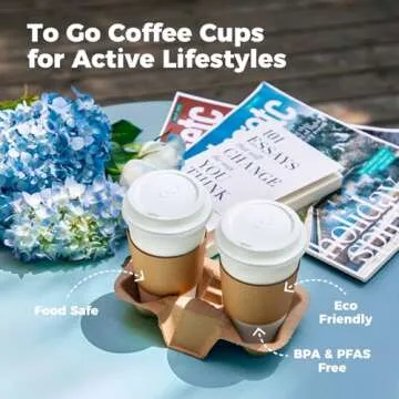 Fit Meal Prep 100 Pack 12 oz Disposable Coffee Cups with Lids