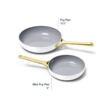 Caraway Nonstick Ceramic Frying Pan (2.7 qt, 10.5") - Non Toxic, PTFE & PFOA Free - Oven Safe & Compatible with All Stovetops (Gas, Electric & Induction) - White