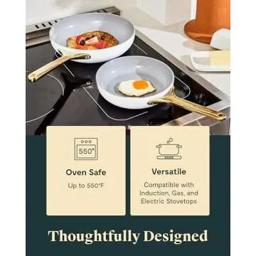 Caraway Nonstick Ceramic Frying Pan (2.7 qt, 10.5") - Non Toxic, PTFE & PFOA Free - Oven Safe & Compatible with All Stovetops (Gas, Electric & Induction) - White