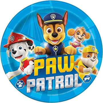 Unique Paw Patrol Multicolor Round Paper Dinner Plates - 9" (Pack of 8) - Disposable Party Tableware...