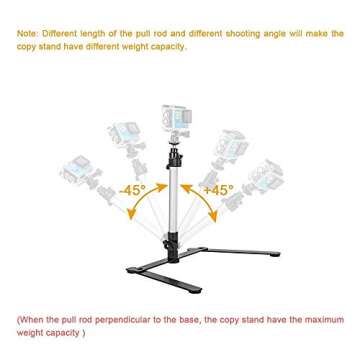 UTEBIT Photo Copy Stand Macro Camera Table Top Monopod Stand with 360 Degree Swivel Ball Head Mount & Cellphone Clamp for DSLR Video Photography
