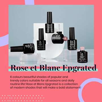 Beetles French Tips Gel Nail Polish Kit - 6 Pack Nude Pink Glitter White Gel Polish Set Soak Off LED Lamp Nail Gel Manicure Kit Required Gel Base Top Coat DIY Home Starter Nail Art DIY Home Gift Set