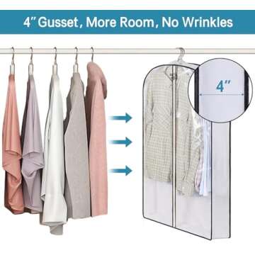 KIMBORA 40" Garment Bags for Hanging Clothes Storage with 4" Gussetes Clear Suit Bags for Closet Sto...