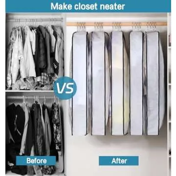 KIMBORA 40" Garment Bags for Hanging Clothes Storage with 4" Gussetes Clear Suit Bags for Closet Storage Coat Cover for Sweaters Shirts, Jackets, (5 Packs,White)