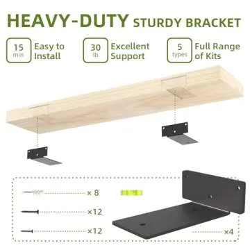 Habudda Floating Shelves, Wall Shelf, Unfinished Solid Natural Wood for DIY
