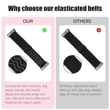 Rolybag Black Adjustable Elastic Band for Wigs Nonslip Wig Elastic Bands Removable Elastic Wig Strap Adjustable wig band for glueless wig Elastic Wig Straps Accessories for Sewing Making Wigs(1 PCS)
