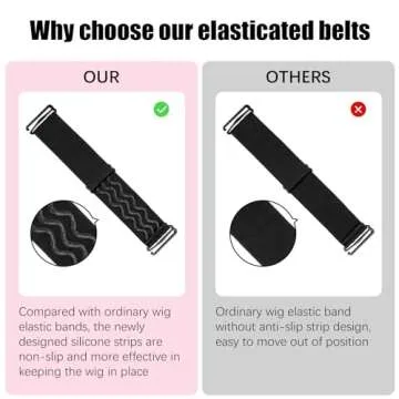 Rolybag Black Adjustable Elastic Band for Wigs Nonslip Wig Elastic Bands Removable Elastic Wig Strap Adjustable wig band for glueless wig Elastic Wig Straps Accessories for Sewing Making Wigs(1 PCS)