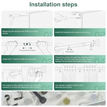 HEI! DEAR Black Curtain Rods 72 to 144 Inch(6-12FT),1 Inch Long Curtain Rod,Adjustable Heavy Duty Curtain Rods,Modern Decorative Drapery Rods,Telescoping Window Single Curtain Rod 36-150",Matte Black