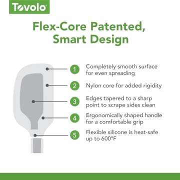 Tovolo Flex-Core All-Silicone Long-Handled Jar Scraper Spatula, Angled Turner Head, Kitchen Tool With Flat Back & Curved Front for Scooping & Scraping, Charcoal