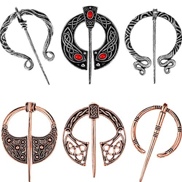 Hicarer 6 Vintage Viking Cloak Pins & Brooches for Costume Accessory