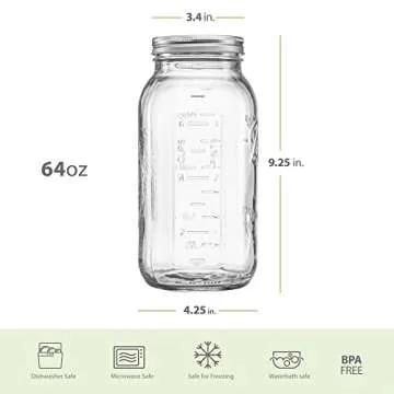 Ball Wide Mouth Canning Jars Kit | 64 oz Wide Mouth Mason Jars and Lids (4-Jars) | Bundle Includes Ball Canning Jars, Jar Opener, Labels | Canning, Fermenting, Pickling, DIY Decors