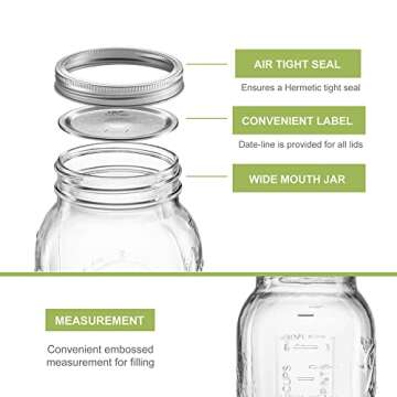 Ball Wide Mouth Canning Jars Kit | 64 oz Wide Mouth Mason Jars and Lids (4-Jars) | Bundle Includes Ball Canning Jars, Jar Opener, Labels | Canning, Fermenting, Pickling, DIY Decors