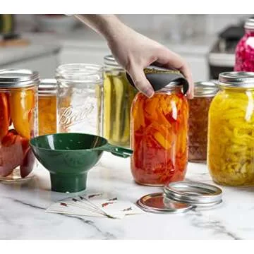 Ball Wide Mouth Canning Jars Kit | 64 oz Wide Mouth Mason Jars and Lids (4-Jars) | Bundle Includes Ball Canning Jars, Jar Opener, Labels | Canning, Fermenting, Pickling, DIY Decors
