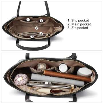 BOSTANTEN Women Handbag Genuine Leather Tote Shoulder Purses Black