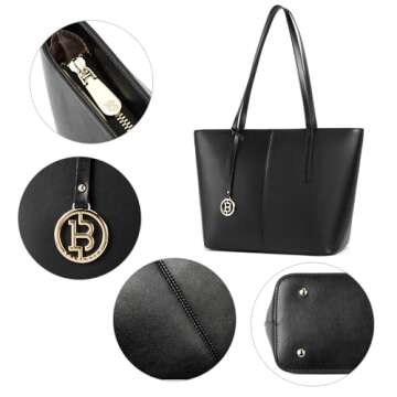 BOSTANTEN Women Handbag Genuine Leather Tote Shoulder Purses Black