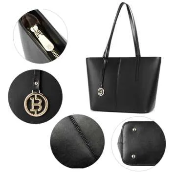 BOSTANTEN Women Handbag Genuine Leather Tote Shoulder Purses Black
