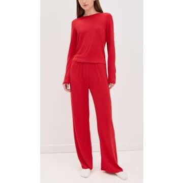 Chic Z SUPPLY Sabrina Pointelle Pants in Rendezvous Red
