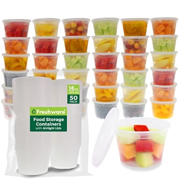 Freshware 50 Set Deli Containers - 16 oz BPA Free