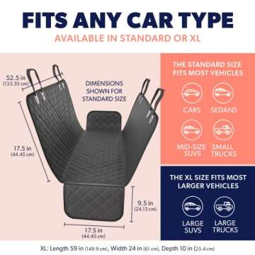 Active Pets Dog Car Seat Cover for Back Seat. Car Seat Protector Dog Hammock for Car - Waterproof Pe...