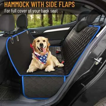 Active Pets Dog Car Seat Cover for Back Seat. Car Seat Protector Dog Hammock for Car - Waterproof Pet Back Seat Cover for Trucks, Sedans & SUVs - Use with Chom Chom Roller Pet Hair Remover. Blue, XL