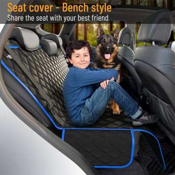 Active Pets Dog Car Seat Cover for Back Seat. Car Seat Protector Dog Hammock for Car - Waterproof Pet Back Seat Cover for Trucks, Sedans & SUVs - Use with Chom Chom Roller Pet Hair Remover. Blue, XL