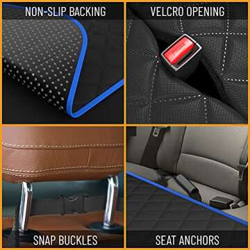Active Pets Dog Car Seat Cover for Back Seat. Car Seat Protector Dog Hammock for Car - Waterproof Pet Back Seat Cover for Trucks, Sedans & SUVs - Use with Chom Chom Roller Pet Hair Remover. Blue, XL
