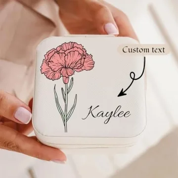 Custom Jewelry Box with Name Birth Flower Month Gift