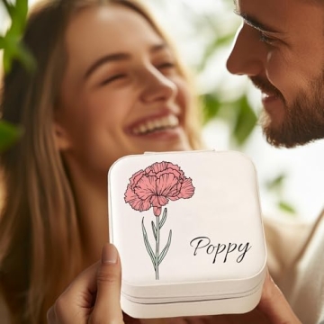 Custom Jewelry Box with Name Birth Flower Month Gift