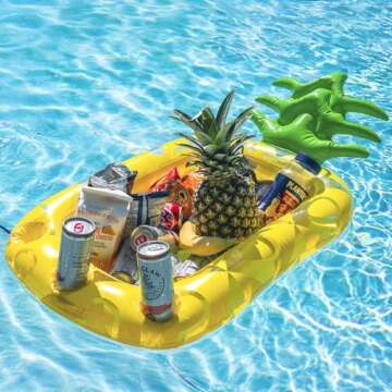 VICKEA Inflatable Pineapple Drink Holder, Pool Party Drink Float for Water Fun